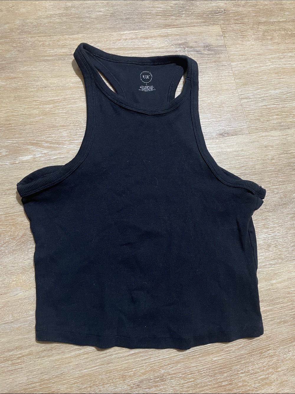 Urban Rebel Black Ribbed Racerback Crop Tank